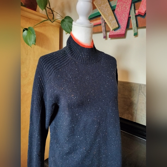 J Jill Blue Sweater Academia Orange Trim Petite small - Picture 2 of 7